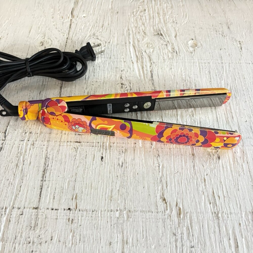 Amika Hair Straightener AM1855 Orange Paisley Graffiti 1" Ceramic (Works Great)